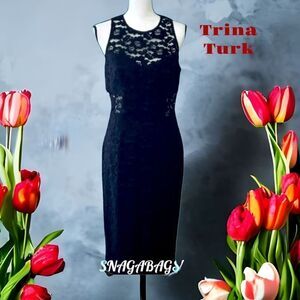 TRINA TURK NWT BLACK LACE DETAIL SHEATH SLEEVELESS DRESS